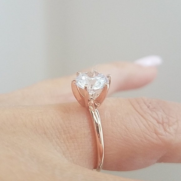 14k Rose Gold 2ct Round Engagement Ring 3 4 5 6 7 - Picture 7 of 11